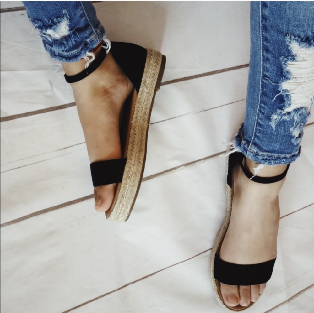 Espadrille Platform Sandal Black